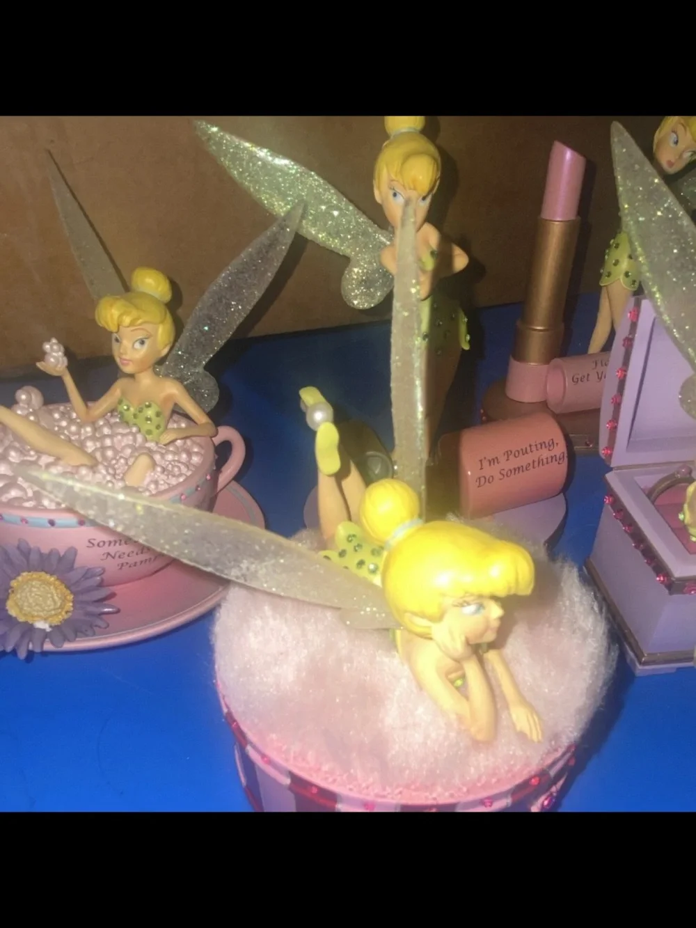 Disney Tinker Bell Figurine Set - Pink & Gold Accents lot